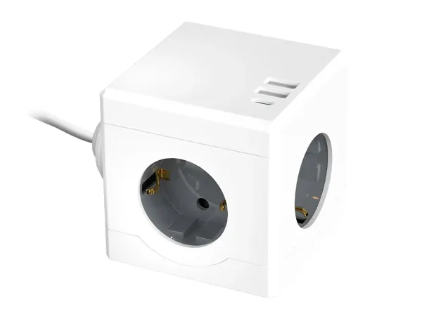 Multiprise q-connect power cube  6 en 1 cable 1,4m 3     prises courant 2 ports usb 1  port usb-c 75x75x112 mm — Non classé