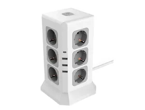 Multiprise q-connect 16 en 1 cable 2m 12 prises courant 3  ports usb 1 port usb-c        120x120x210 mm — Non classé