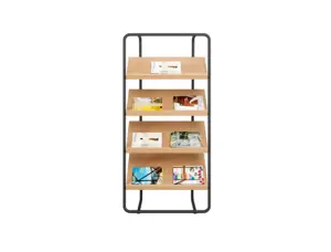 Presentoir sol paperflow modele b gamme bois structure acier 4 tablettes finition    coloris noir — Non classé