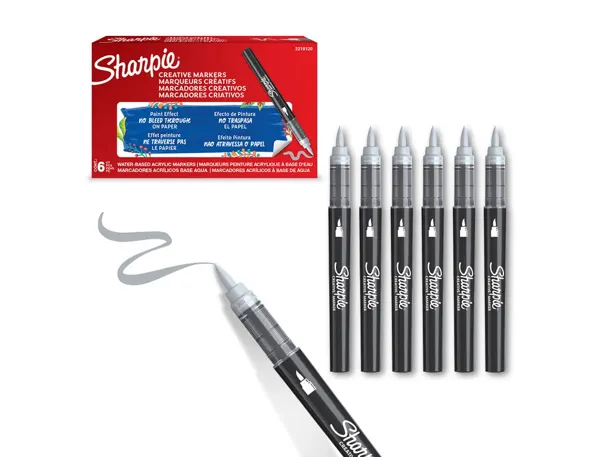 Marqueur sharpie creatif pointe pinceau trait min 1,2mm encre acrylique coloris gris — Non classé