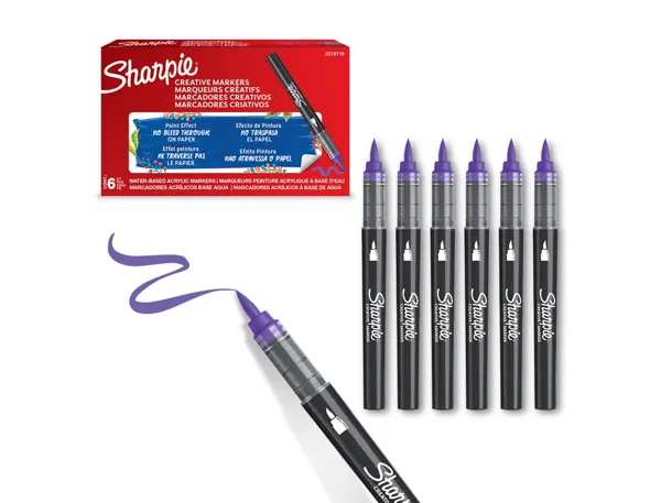 Marqueur sharpie creatif pointe pinceau trait min 1,2mm encre acrylique coloris lilas — Non classé