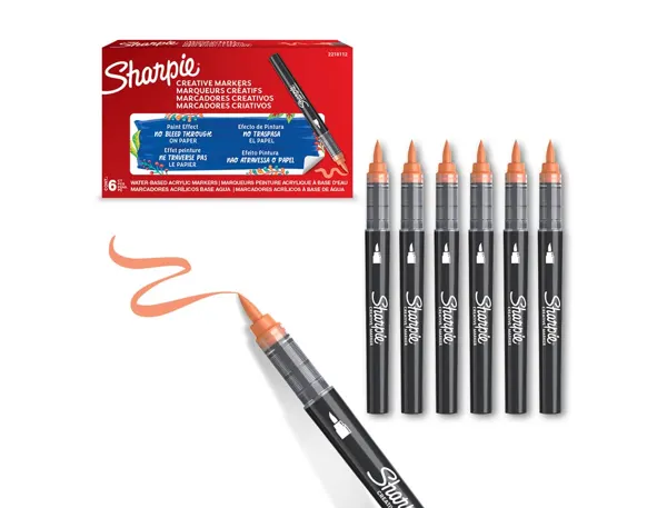 Marqueur sharpie creatif pointe pinceau trait min 1,2mm encre acrylique coloris orange — Non classé