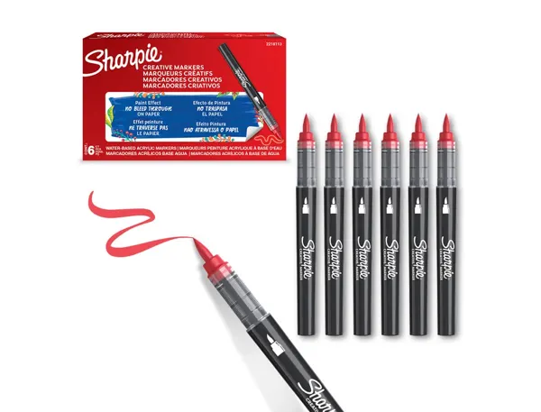 Marqueur sharpie creatif pointe pinceau trait min      1,2mm encre acrylique coloris rouge — Non classé