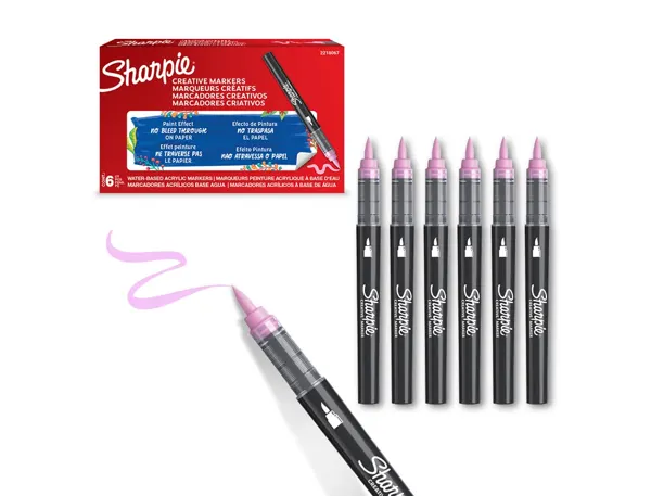 Marqueur sharpie creatif pointe pinceau trait min 1,2mm encre acrylique coloris rose — Non classé