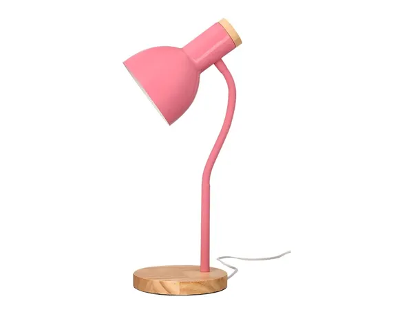 Lampe bureau q-connect orion metal details bois bras flexible coloris rose — Non classé