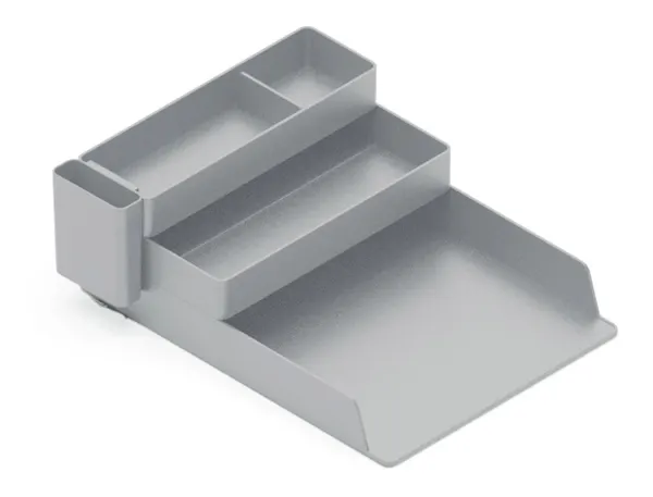 Bac rangement q-connect plastique 4 compartiments coloris gris — Non classé