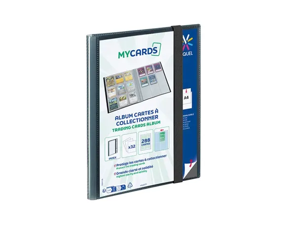 Album viquel cartes a collectionner a4 pp fermeture elastique capacite 288 cartes coloris noir — Non classé