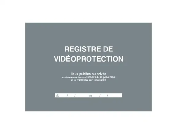 Registre videoprotection elve a4 couverture rigide 104      pages — Non classé