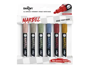Marqueur darwi marbel universel pointe ronde medium 4mm coloris assortis nature   set 6 unites — Non classé