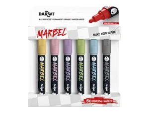 Marqueur darwi marbel universel pointe ronde medium 4mm coloris assortis pastel   set 6 unites — Non classé