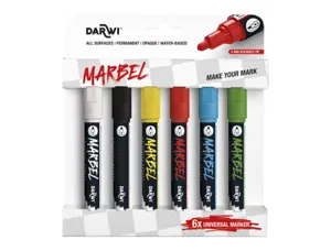 Marqueur darwi marbel universel pointe ronde medium 4mm coloris assortis primaire set 6 unites — Non classé