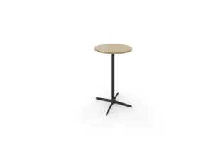 Table haute eol lucie plateau melamine epaisseur 2,5cm      diam.70cm hauteur 104,5cm     pied metal noir coloris chene —…