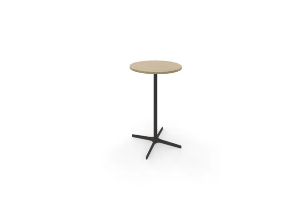 Table haute eol lucie plateau melamine epaisseur 2,5cm      diam.70cm hauteur 104,5cm     pied metal noir coloris chene —…