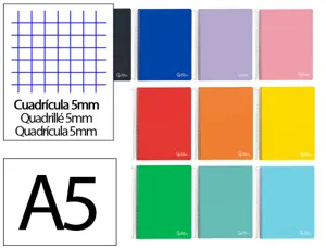 Cahier spirale liderpapel witty a5 couverture rigide    120 feuilles 90g/m2 5x5mm 4   trous perfores coloris — Non classé