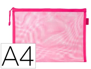 Pochette zip liderpapel a4 multiusage fermeture eclair   polyester transpirable        coloris rose — Non classé