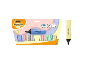 Surligneur bic highlighter plat pointe biseautee coloris pastel assortis pochette 10   unites — Non classé