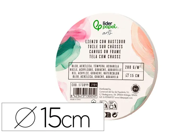 Toile sur chassis rond liderpapel agrafee au dos     100% coton bords en bois 15   cm 280g/m2 — Non classé