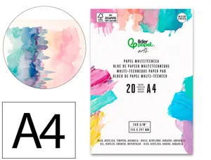 Bloc de papier multi-techniques liderpapel   format a4 pour acrylique      huile et gouache 20 feuilles — Non classé