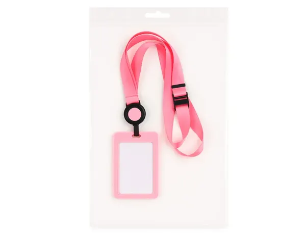 Porte-cartes avery avec enrouleur et tour de cou recycle ajustable coloris rose — Non classé