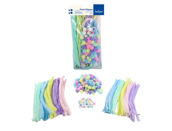 Chenille sodertex yeux mobiles & pompons paques coloris assortis maxi pack 300 unites — Non classé