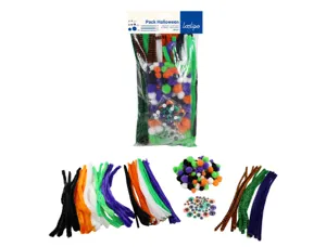 Chenille sodertex yeux mobiles & pompons halloween   coloris assortis maxi pack    300 unites — Non classé