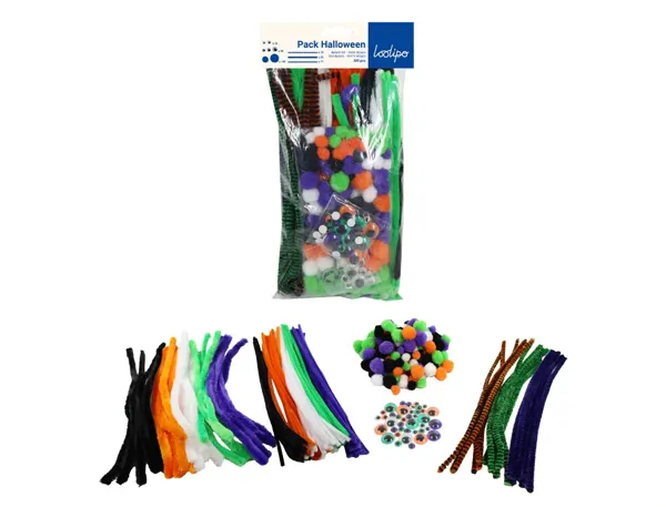 Chenille sodertex yeux mobiles & pompons halloween coloris assortis maxi pack 300 unites — Non classé