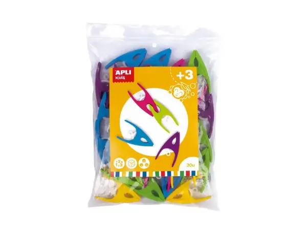 Pince apli kids plastique coloris assortis sachet 30 unites — Non classé