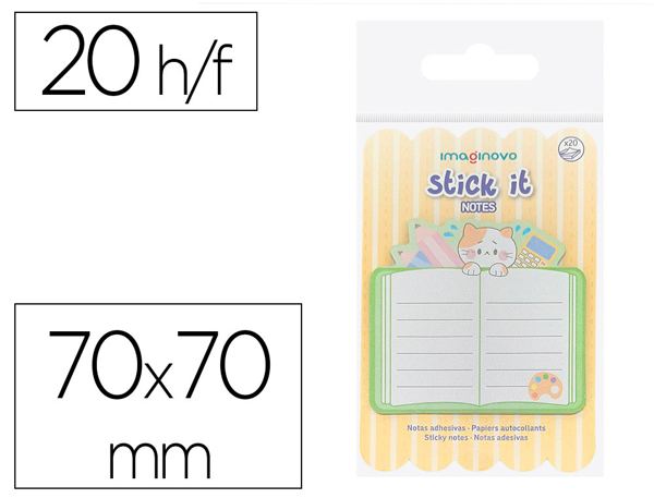 Bloc notes imaginovo adhesifs meow cahier 20 feuilles 70x70 mm — Non classé