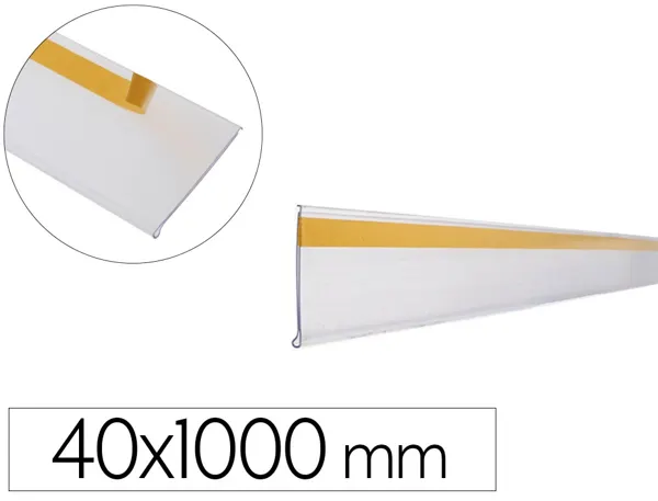 Support porte-etiquette prix q-connect adhesif pour        etagere, 40x1000 mm semi      transparent — Non classé