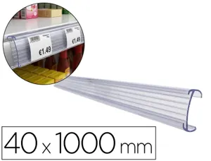 Support porte-etiquette prix q-connect reutilisable pour   etagere, 40x1000 mm           transparent — Non classé