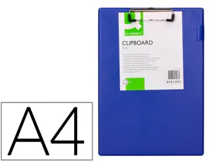 Porte-bloc q-connect carton recouvert pvc épaisseur 3mm porte-stylo 220x310mm coloris bleu — Non classé