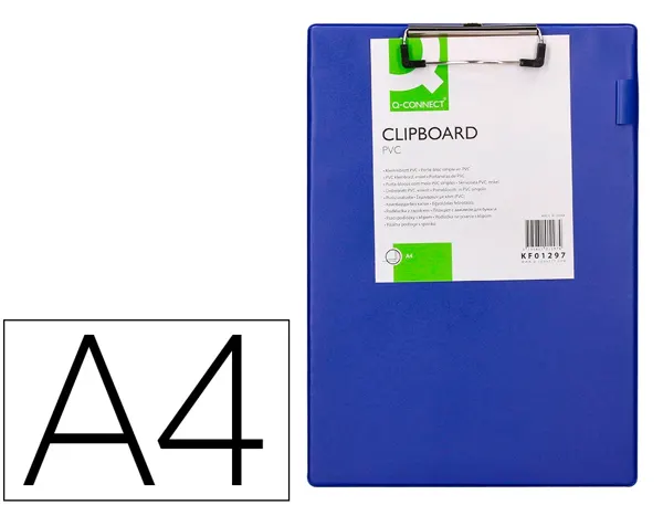 Porte-bloc q-connect carton recouvert pvc épaisseur 3mm porte-stylo 220x310mm coloris bleu — Non classé