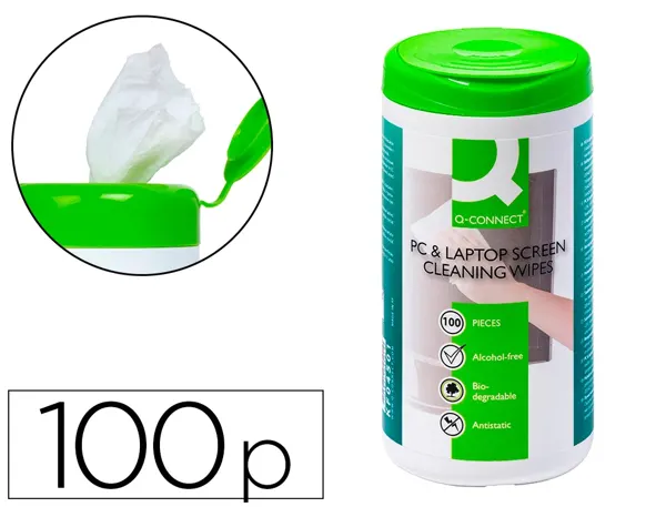 Lingette écrans q-connect biodégradable sans solvants nocifs tous écrans nouvelle génération boîte 100 unités — Non classé
