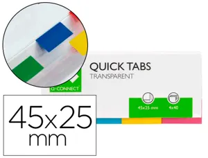 Marque-pages q-connect 25x45mm 160f repositionnable 4 coloris transparents pack 4x40 — Non classé