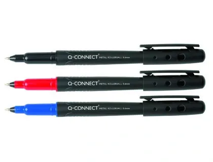 Roller q-connect écriture moyenne 0.6mm fluide douce pointe acier solidité durabilité encre base eau couleur rouge — Non…