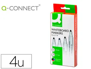 Marqueur q-connect tableau blanc pointe ogive tracé 2/3mm   corps plastique encre base    alcohol pochette 4 unit assort —…
