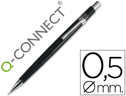 Porte-mines q-connect confort 0.5mm clip metal grip caoutchouc anti-fatigue corps coloris noir — Non classé