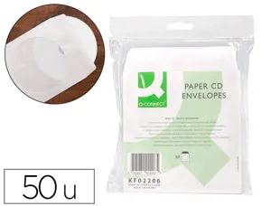 Pochette cd/dvd q-connect papier fenêtre rabat auto-adhésif coloris blanc paquet 50 unités — Non classé