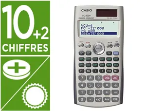 Calculatrice casio financière fc-200v grand écran lcd 4 lignes calcul 161x80x13.7mm 110g obligations point mort — Non classé