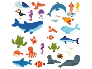 Gommettes animaux mer plage adhesif repositionnable       echenillees 40mm feuilles     predecoupees 240 gommettes — Non…