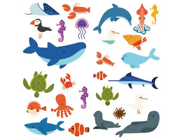 Gommettes animaux mer plage adhesif repositionnable       echenillees 40mm feuilles     predecoupees 240 gommettes — Non…