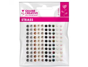 Planche assortiment de strass adhesif graine creative 100   strass coloris noir et perle  assortis — Non classé