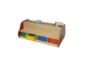 Banc de bibliotheque culture club double face pour 8       enfants 8 compartiments et 4  bacs de rangement — Non classé