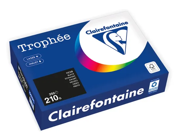 Ramette clairefontaine papier 250 feuilles a4 210g 21x29 cm coloris noir — Non classé