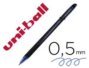 Stylo-bille uniball jetstream 101 pointe moyenne trait      0,5mm encre gel capuchon grip ergonomique coloris bleu — Non…