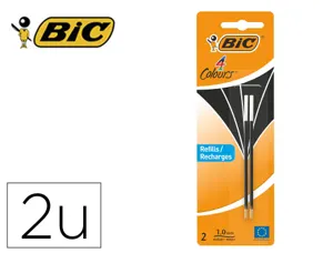 Recharge bic stylo 4 couleurs pointe 1mm trait 0,32mm       coloris noir blister 2 unites — Non classé
