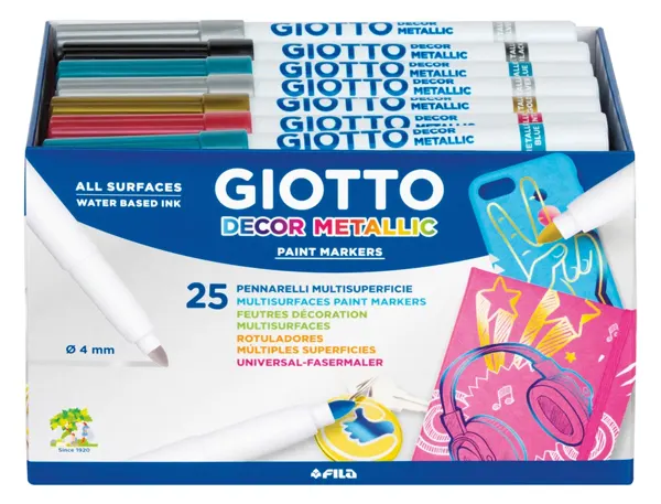 Classpack Feutres Decor Metal Giotto Multi Supports Pointe Bloquee 24 Unites Coloris Assortis Metallises — Activités…