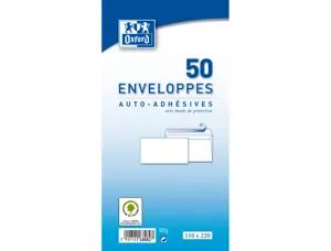 Oxford Enveloppes Velin, DL, blanches, sans fenêtre — Enveloppes