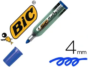 Marqueur bic permanent onyx marker 1482 pointe ogive tracé 4mm tous supports corps métal bleu — Non classé