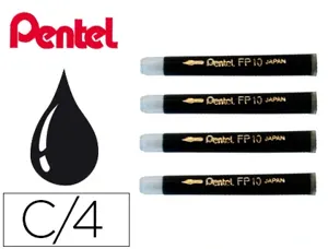 Cartouche d'encre pentel pocket brush encre noire pigments lot 4 unités — Non classé